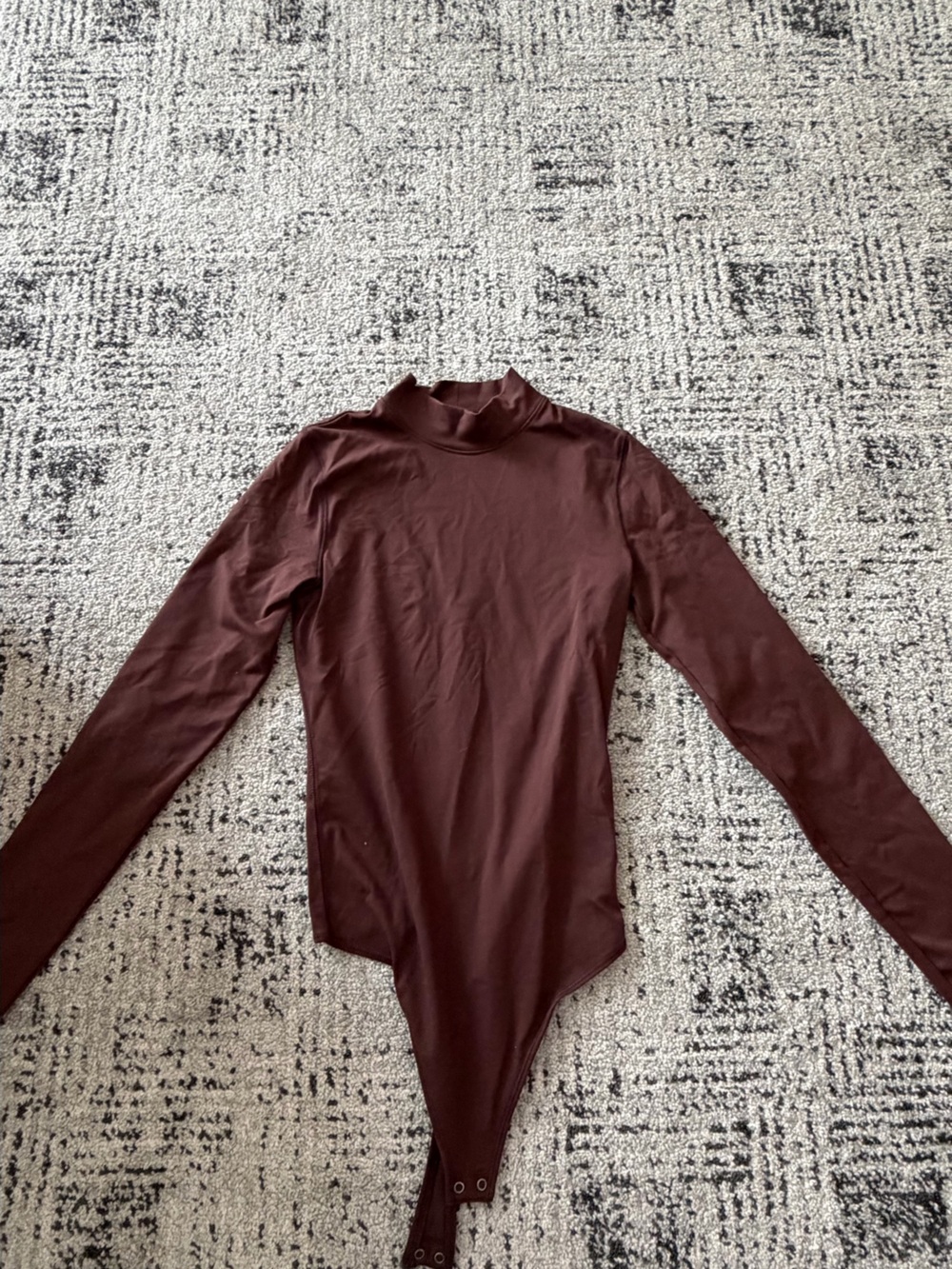 Abercrombie & Fitch Long Sleeve Mock Neck Bodysuit in Deep Burgundy